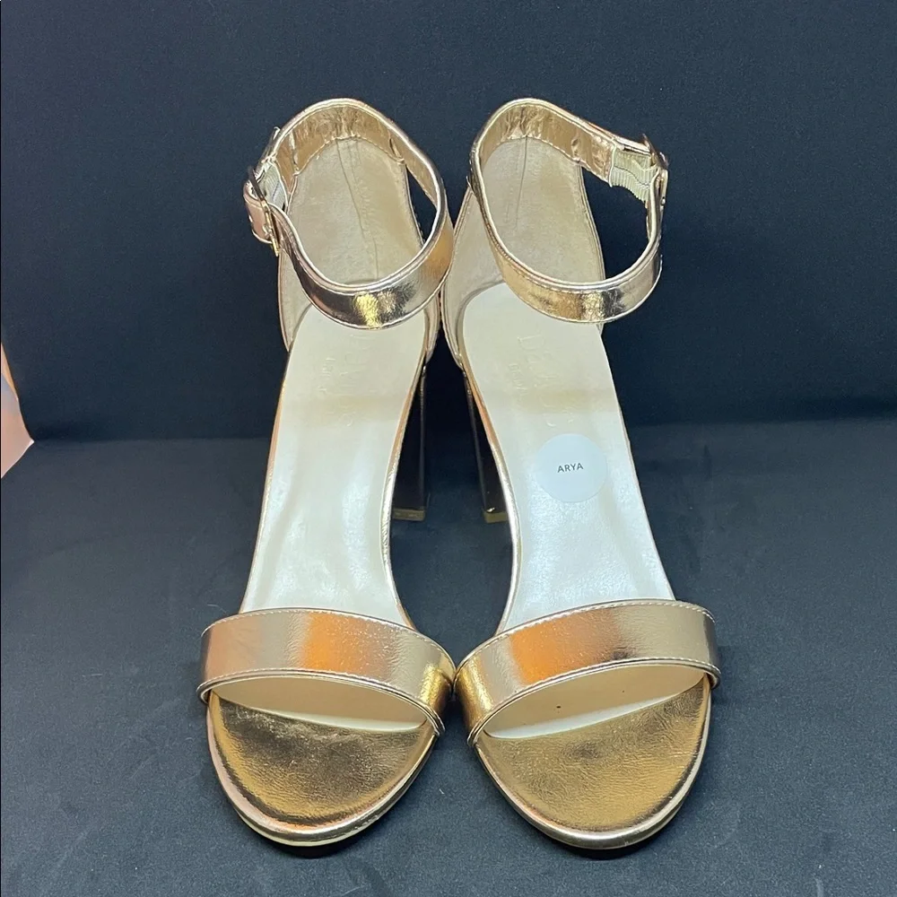 David's Bridal Rose Gold Ankle-Strap Block Heels - Arya